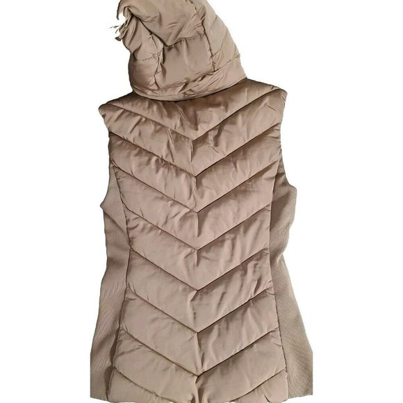 ZARA FITTED HOODED PUFFER VEST SIZE BEIGE S 8073/050/704 - Picture 4 of 6